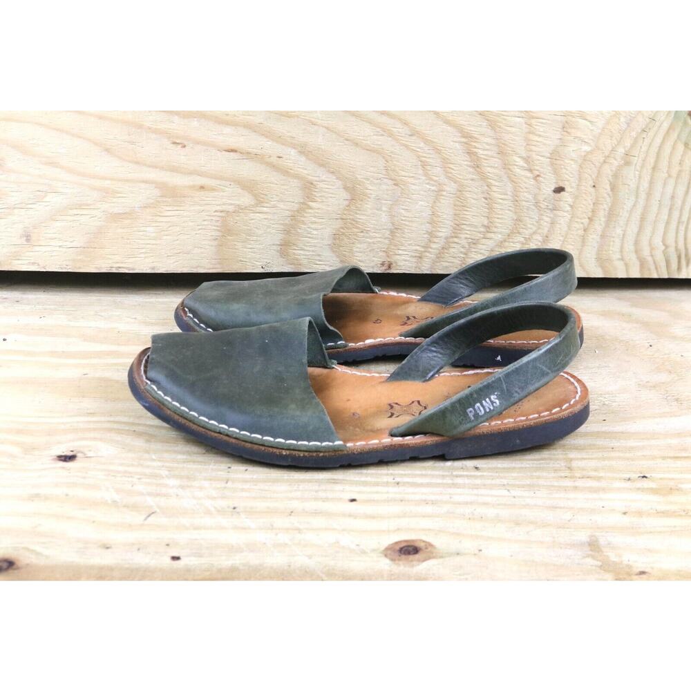 Pon Sandals Womens 43 Green Leather Avarca Menorca Slip On Flats Mens 10 Spain